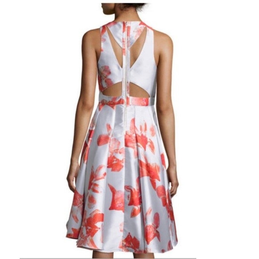 Sachin & Babi Noir Sleeveless Floral Jacquard Cut-Out Back High-Low Gown 2 NWOT